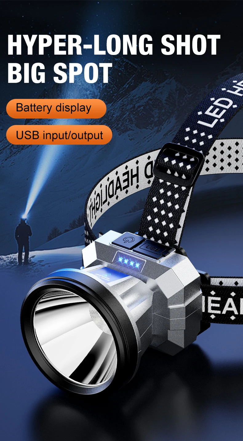 Super Bright LED Rechargeable High-power Headlights High Brightness Emergency Charging Outdoor Head Flashlight Fishing Lamp
