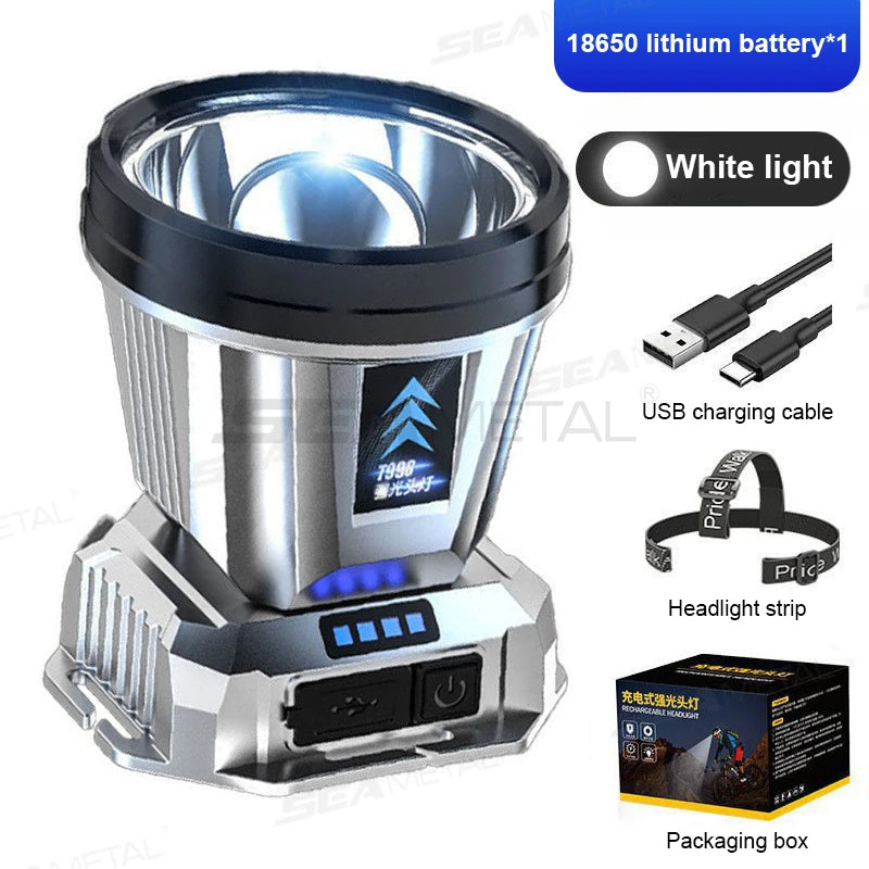 SEAMETAL Portable Work Light Ultra-Bright Head-Mounted Working Light Outdoor Emergency Led Flashlight Fishing Lamp USB Charging