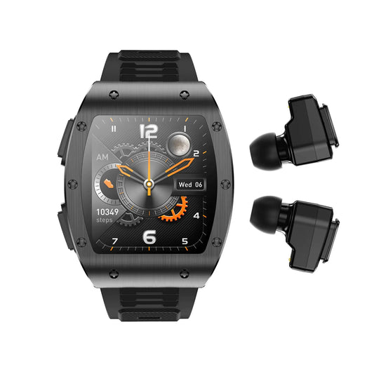 Smart Watch with Earbuds 2 in 1 Military Bluetooth Smart Watch 1.91" HD IPS Screen Smartwatch for Men Rugged Military Bluetooth Call Fitness Tracker IP67 Waterproof AI Voice Assistant (Black)