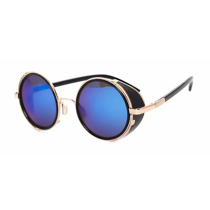 Retro Steampunk Sunglasses Men Women Round Metal Shields Sun Glasses Brand Designer Fashion Eyewear Mirror Lens UV400