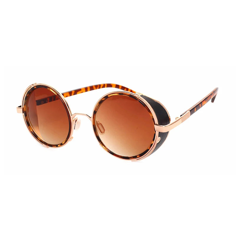 Retro Steampunk Sunglasses Men Women Round Metal Shields Sun Glasses Brand Designer Fashion Eyewear Mirror Lens UV400