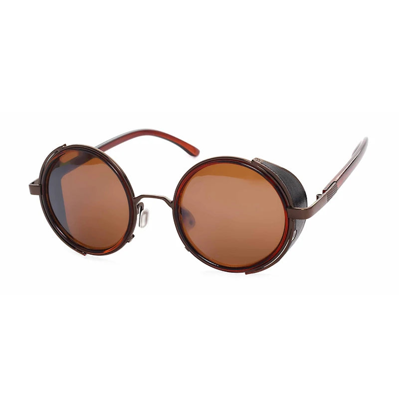 Retro Steampunk Sunglasses Men Women Round Metal Shields Sun Glasses Brand Designer Fashion Eyewear Mirror Lens UV400