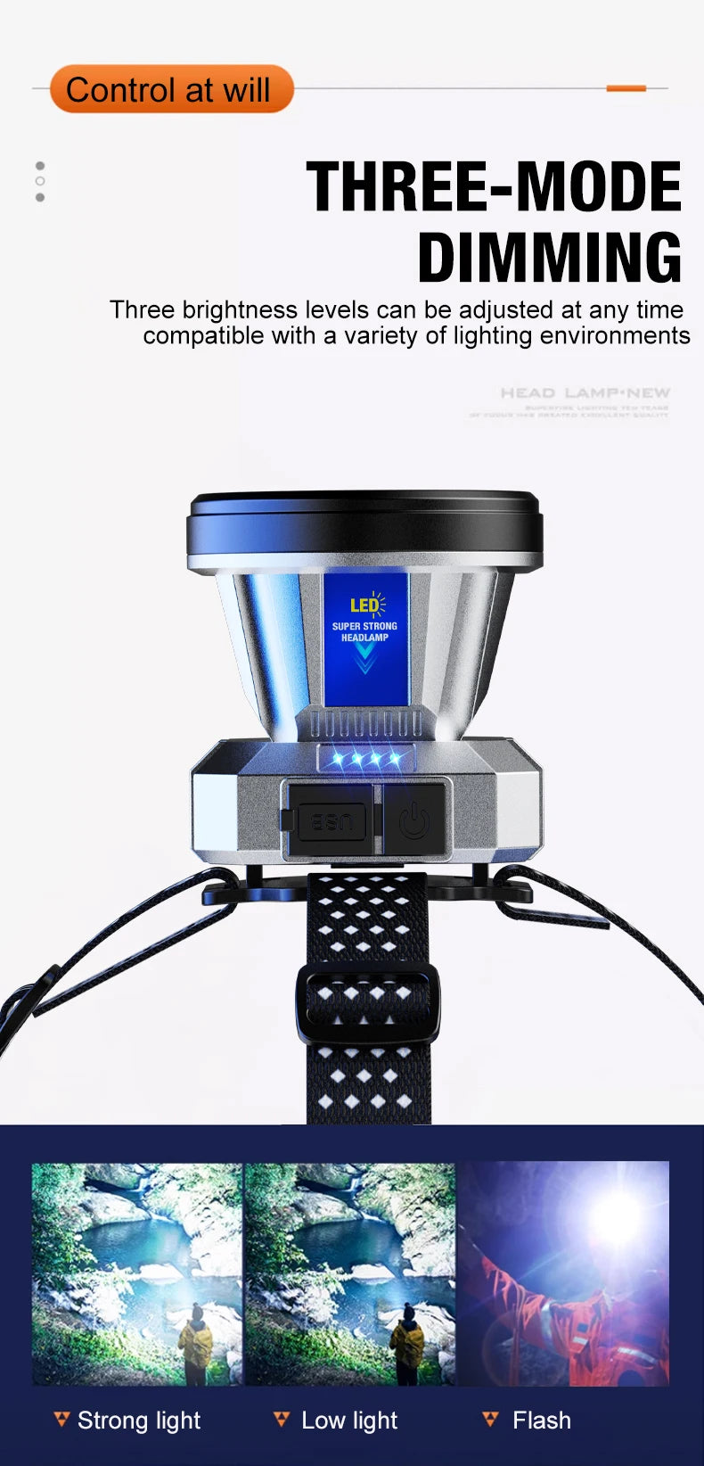 Super Bright LED Rechargeable High-power Headlights High Brightness Emergency Charging Outdoor Head Flashlight Fishing Lamp