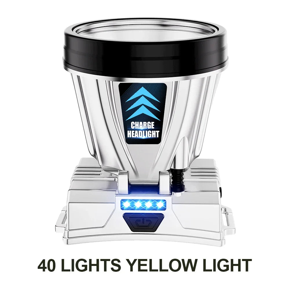 Fishing Flashlight Long-Range LED Rechargeable Headlamp Head-Mounted Night Fishing Lamp for Outdoor Camping Running Cycling