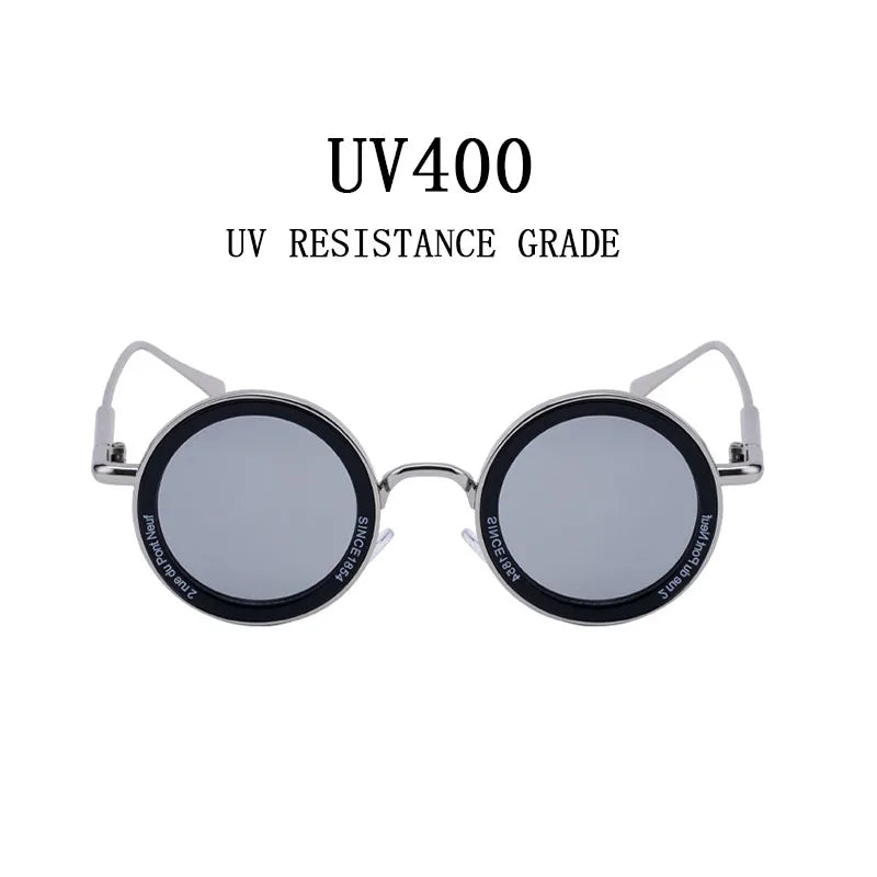 Round Steampunk Sunglass Men Vintage Punk Sunglasses Women Trendy Retro Fashion Glasses Gafas De Sol Hombre Lunette Soleil Femme
