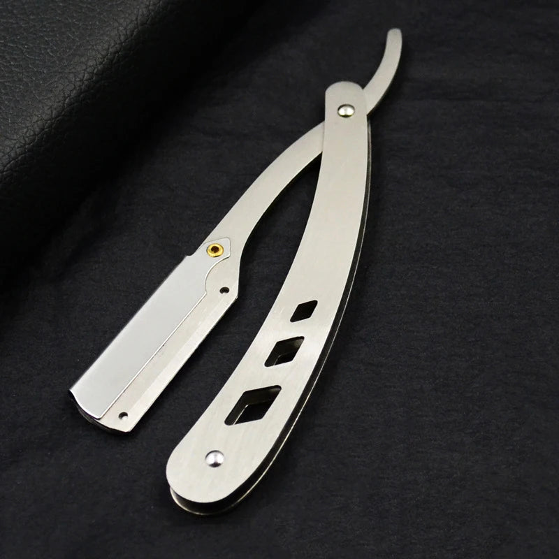 Men Shaving Barber Tools Hair Razor and Blades Antique Black Folding Shaving Knife Unisex Hair Removal (Without Blade)