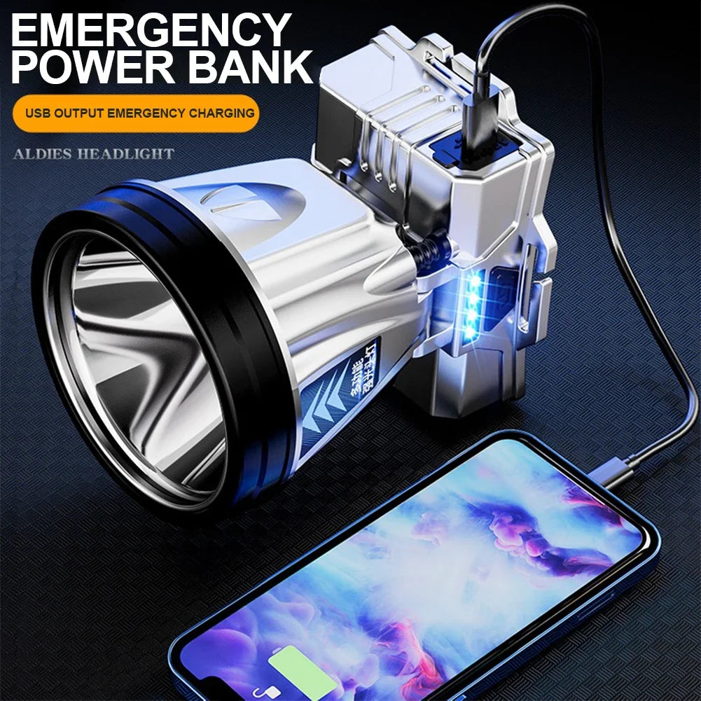 Fishing Flashlight Long-Range LED Rechargeable Headlamp Head-Mounted Night Fishing Lamp for Outdoor Camping Running Cycling