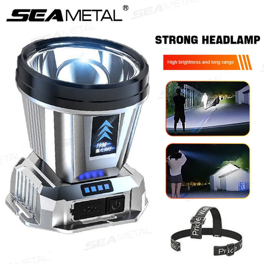 SEAMETAL Portable Work Light Ultra-Bright Head-Mounted Working Light Outdoor Emergency Led Flashlight Fishing Lamp USB Charging