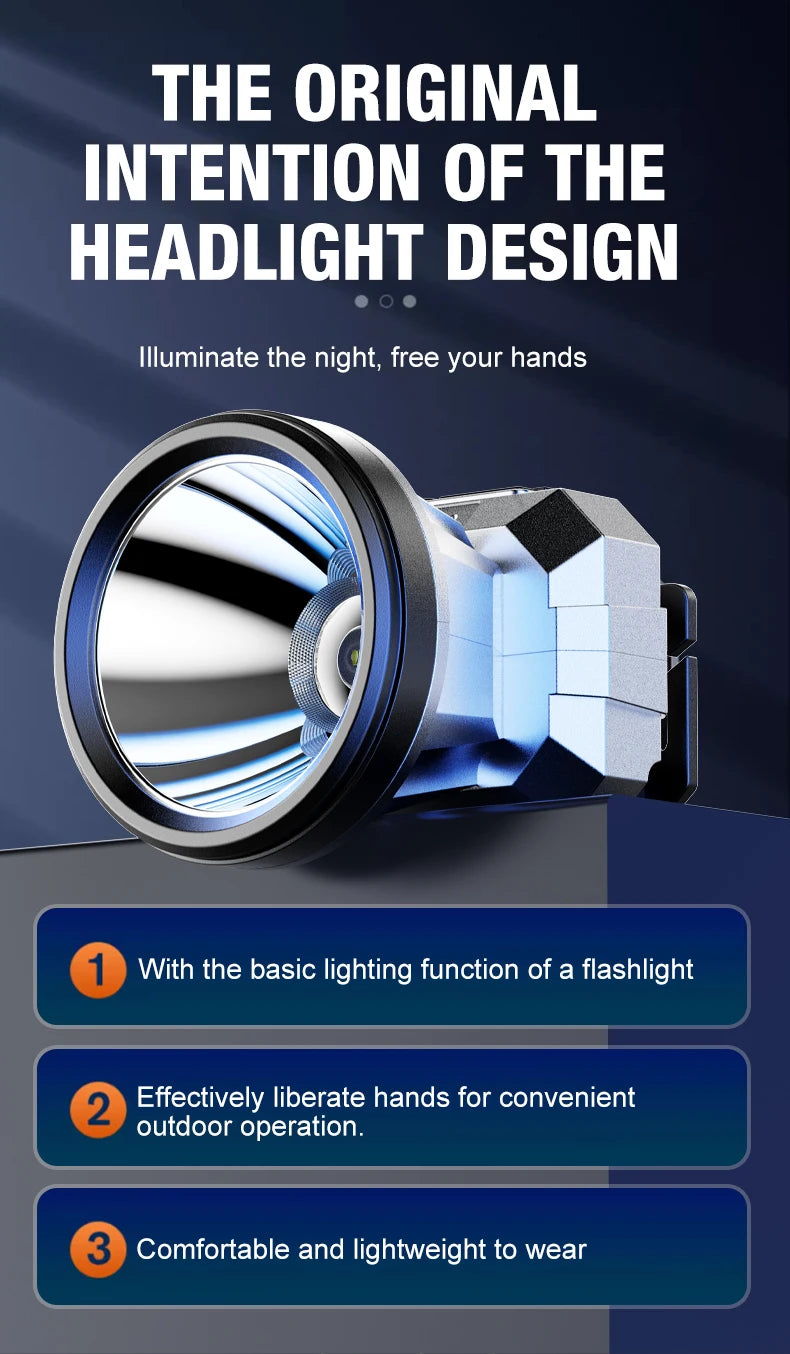Super Bright LED Rechargeable High-power Headlights High Brightness Emergency Charging Outdoor Head Flashlight Fishing Lamp