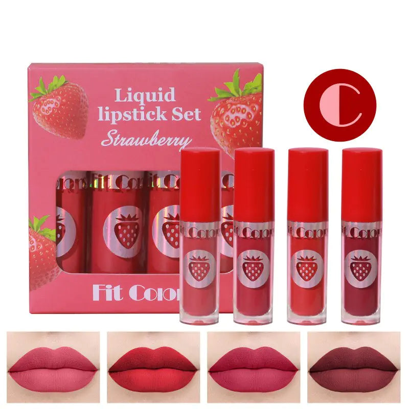 Velvet Matte No Stain Fruit Lip Gloss Set (4 Pieces)