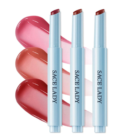 SACE LADY Watery Lipstick Click 3 Colors Moisturizing Non Sticky Lip Gloss Set Glasting Solid Lip Tint Stain with Dewy Finish (02+03+05 3pcs)