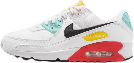Nike Air Max 90 Womens Shoes (FZ3622-100 White/Pink Foam/Bright Crimson/Black) Size 9