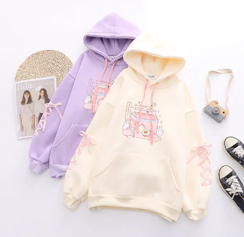 Kawaii Strawberry Milk Soft Hoodie